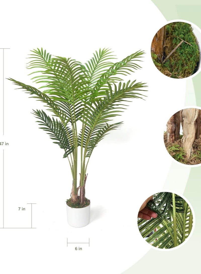 شجرة نخيل صناعية 4 أقدام ， أشجار نخيل صناعية كبيرة للأماكن المغلقة، نبتة أريكا استوائية مزيفة في أصيص، لديكور المنزل الحديث وهدية للاحتفال بالمنزل - Image 2