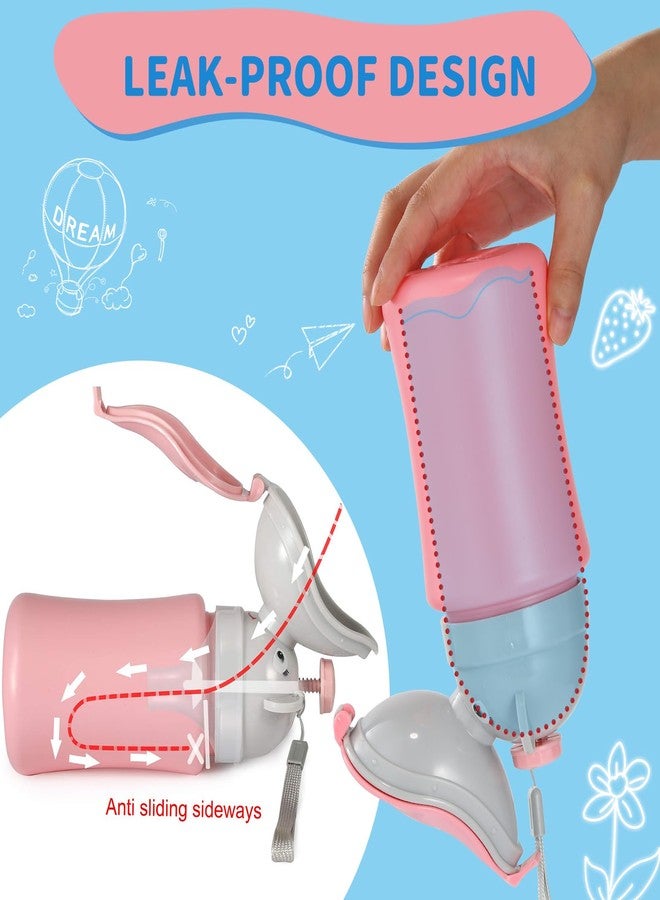 ONEDONE Portable Urinal for Kids 17 OZ Pee Bottle with Clean Brush Travel Urinal for Kids Baby Child Pee Cup for Girls Emergency Toilet for Camping Car Travel and Kid Potty Training (Pink) - Image 3