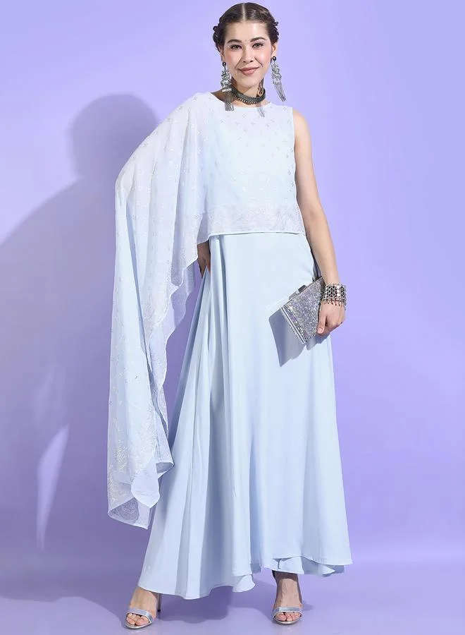 Vishudh Vishudh Women Blue Solid Maxi Top