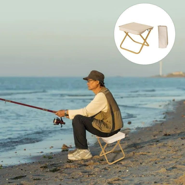 GLITZEN GLITZEN Portable Folding Stool with Pouch Aluminum Alloy Bracket Lightweight Zipper Packed Folding Chair Lightweight Camping Stool for Outdoor Backpacking Travel Hiking Fishing  - Image 4