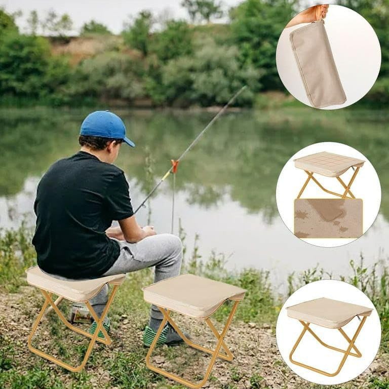GLITZEN GLITZEN Portable Folding Stool with Pouch Aluminum Alloy Bracket Lightweight Zipper Packed Folding Chair Lightweight Camping Stool for Outdoor Backpacking Travel Hiking Fishing  - Image 5