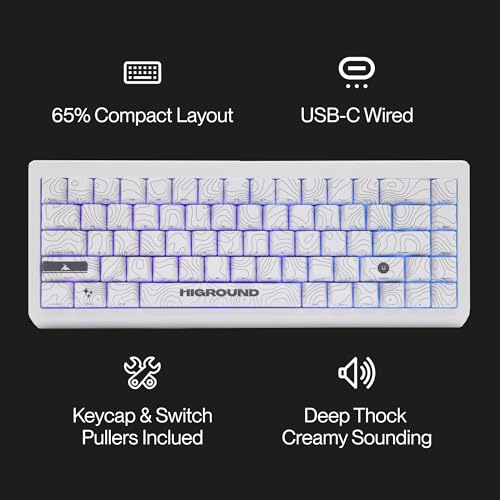Higround Summit 2.0 SNOWSTONE 65% Mechanical USB Wired Gaming Keyboard, Dreamland Linear Switches, Programable RGB, Hot-Swappable, Deep Thock Creamy Sounding PC Keyboard - Image 4