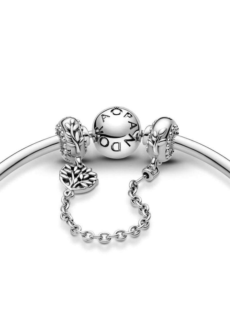 Pandora Violet - PANDORA Heart Family Tree Safety Chain Pendant 925 Sterling Silver - Image 1
