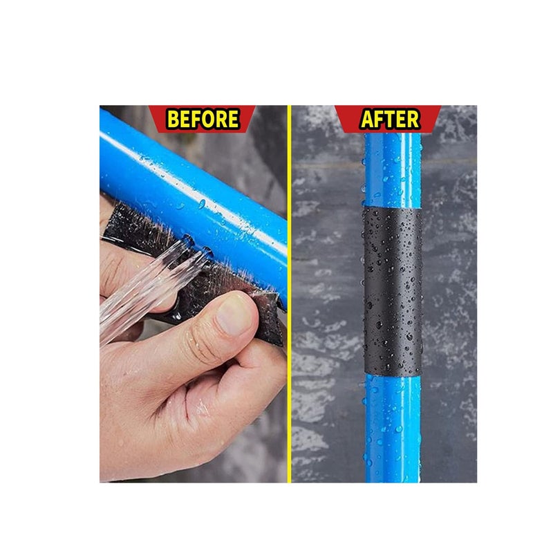 Rubberized Waterproof Tape, Professional Duct Tape for Prevent Leak and Crack, Patch and Seal Tape for Photographers Repairing Holes Cracks Pipes Gaps Roof Crafts (Black Medium 4 x 59) - Image 3