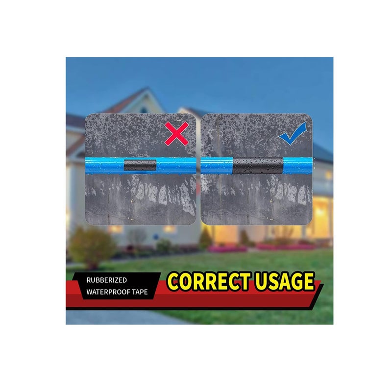 Rubberized Waterproof Tape, Professional Duct Tape for Prevent Leak and Crack, Patch and Seal Tape for Photographers Repairing Holes Cracks Pipes Gaps Roof Crafts (Black Medium 4 x 59) - Image 2