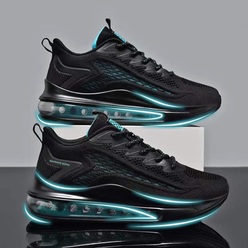 Spring Men's Flyknit Mesh Breathable Running Shoes with Air Cushion - Image 1