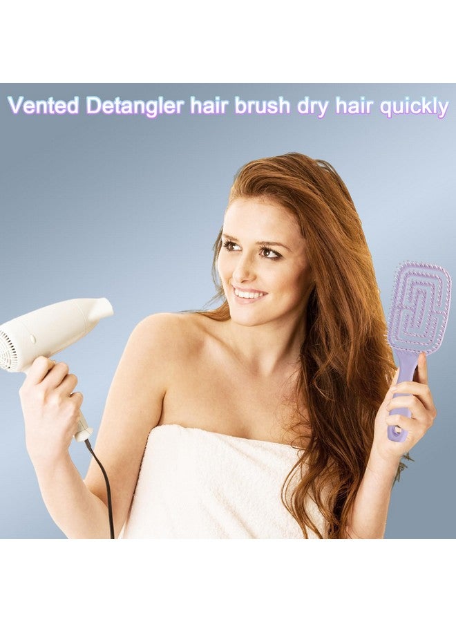 DUAIU DUAIU Hair Brush Set, 13PCS Hair Brushes and Hair Combs for Women, Vented Deangler Brush Slick Back Brush Wide Tooth Comb Spray Bottles Hair Styling Tools (PURPLE) - Image 3
