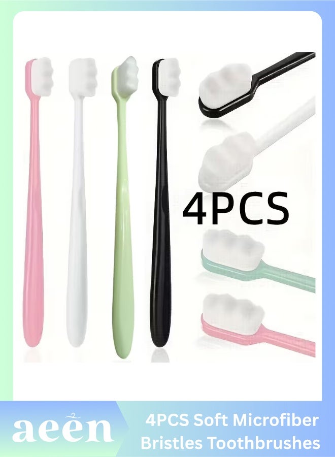 aeen 4PCS Ultra Soft Manual Toothbrushes with 20,000 Microfiber Bristles – Gentle Sensitive Teeth & Gum Care Toothbrushes for Plaque Removal - Image 1