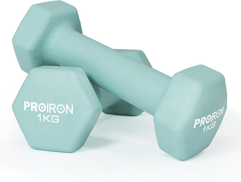 PROIRON Hex Neoprene Dumbbell Set - 2 x 8KG - Image 1