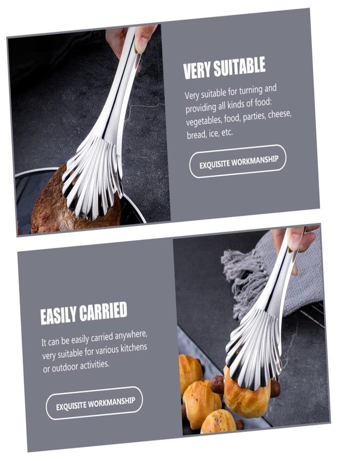 SHOWERORO Stainless Steel Buffet Clips with Non-slip Handle Heat-resistant Bbq Tongs for Serving Vegetables Bread and Seafood Indoor and Outdoor Events - Image 3
