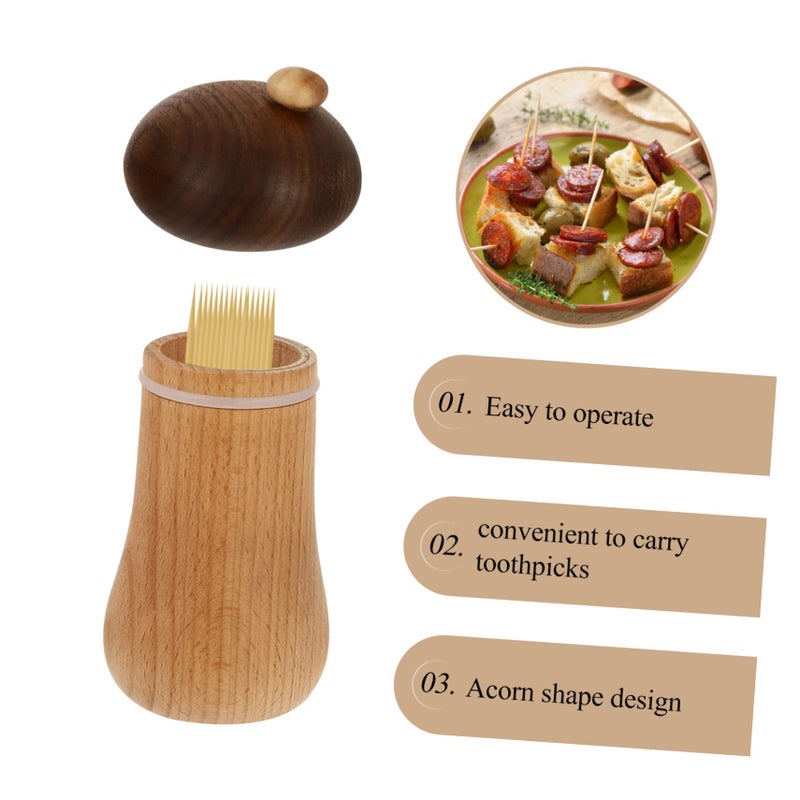 Mushroom Wooden Toothpick Dispenser Holder For Kitchen Home Restaurant Decor - Image 5