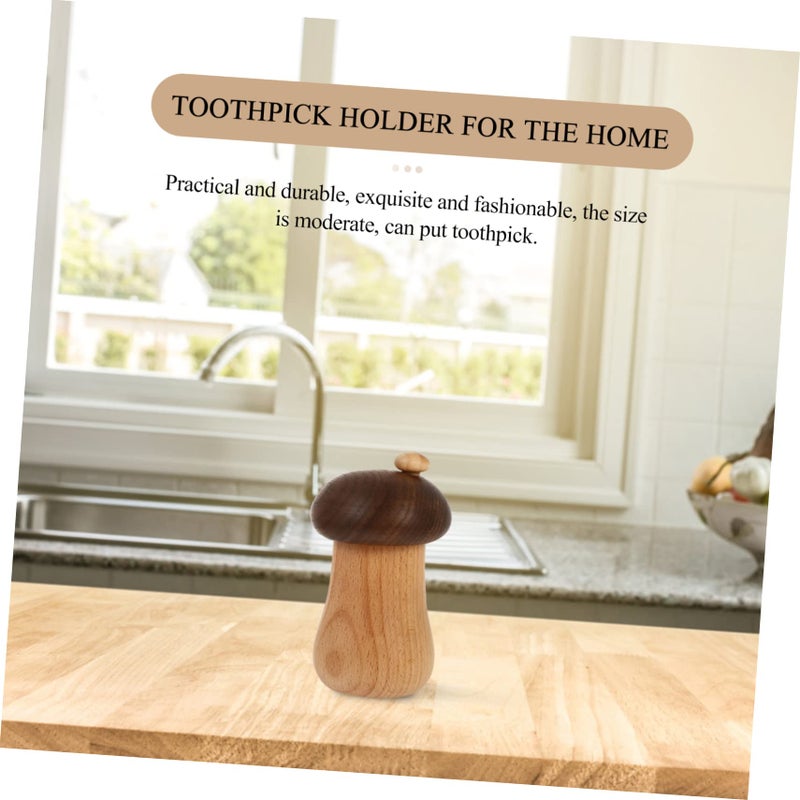 Mushroom Wooden Toothpick Dispenser Holder For Kitchen Home Restaurant Decor - Image 3