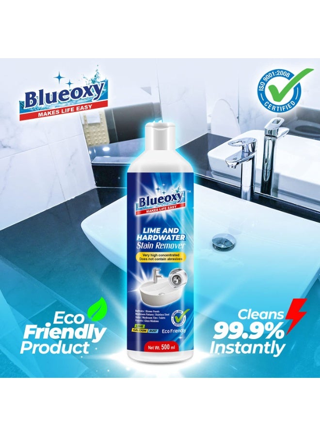BLUEOXY بلووكسي عالي الأداء ليمون، صدأ، كالسيوم، مزيل للبقع | مزيل بقع الماء العسر | مزيل الرواسب الكلسية سريع المفعول| ينظف الصدأ ورواسب الماء العسر | صياغة بيئية | 500 مل | الكمية 1 - Image 5