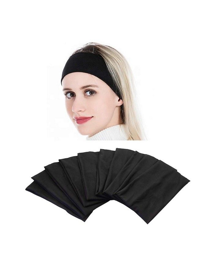 Yeshan Wide Face Mask Headbands For Women With Soft Stretchy Black Bandana Headbands Elastic Yoga Sports Headwrappack Of 10 - Image 2