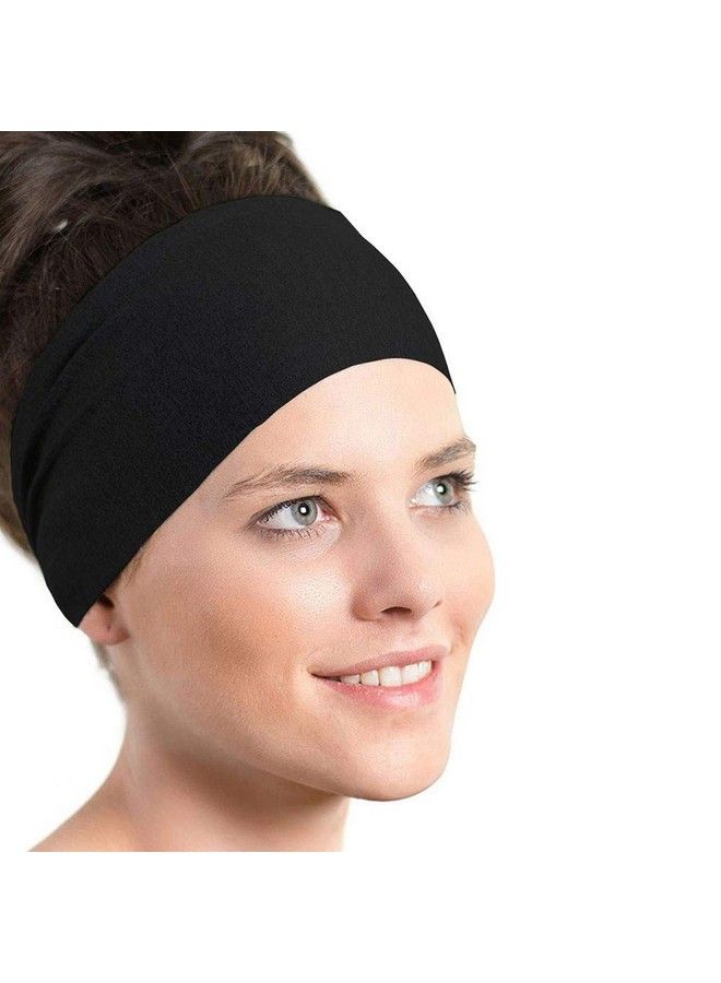 Yeshan Wide Face Mask Headbands For Women With Soft Stretchy Black Bandana Headbands Elastic Yoga Sports Headwrappack Of 10 - Image 5