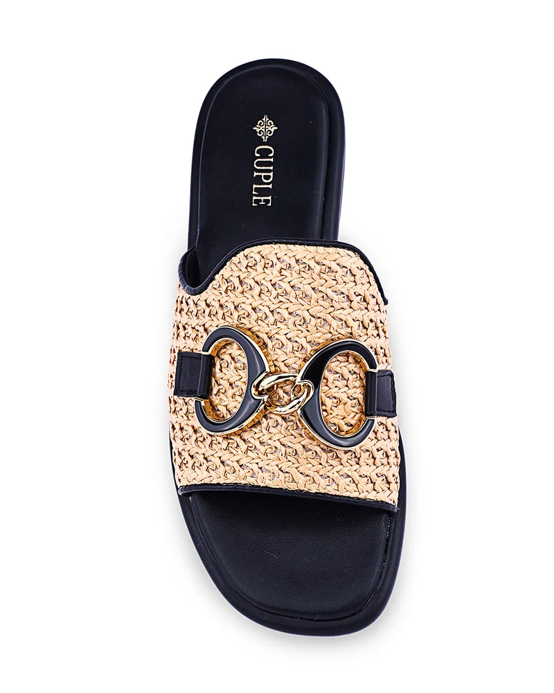 Cuple Womens woven-style flat sandals