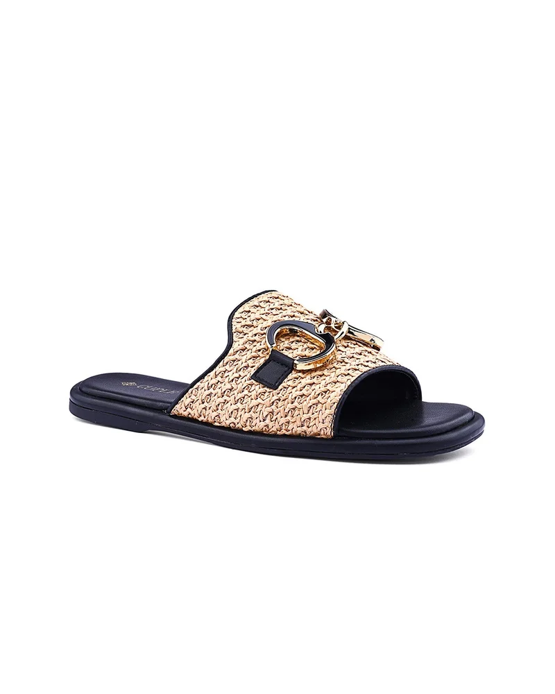 كابلي صندل مسطح نسائي بتصميم منسوج أنيق