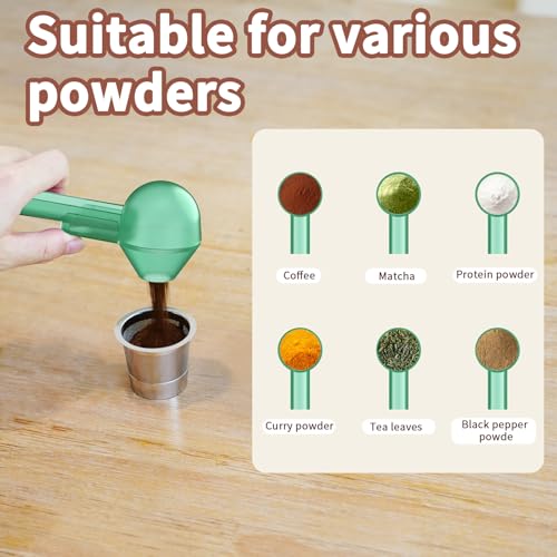 Mudygelay Coffee Scoop with Funnel for Ground Coffee, Protein Powder & Tea, for Reusable K Cup Refiller, 2TBSP Mess-Free, Funnel Design Prevents Spills (Translucent Green, 1-Pack) - Image 5