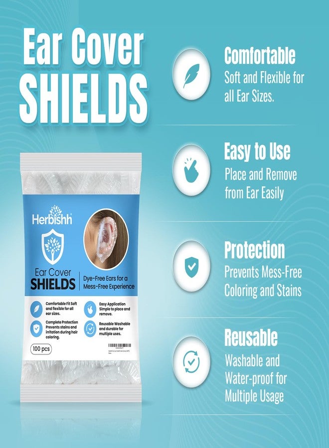 Herbishh Hair Color Ear Shield Covers, Reusable Hair Dye Stain Protection, Disposable & Waterproof Plastic Ear Shower Caps for Men & Women, Ideal for Salon & At-Home Use, 100 Pieces - Image 2
