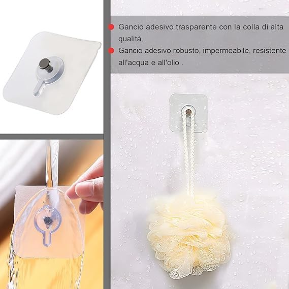 Adhesive Wall Hooks for HangingScrew Wall Hangers Without Nails Transparent Reusable Heavy Duty Adhesive Hooks for Bathroom Kitchen Wall Hooks20 Pack - Image 5