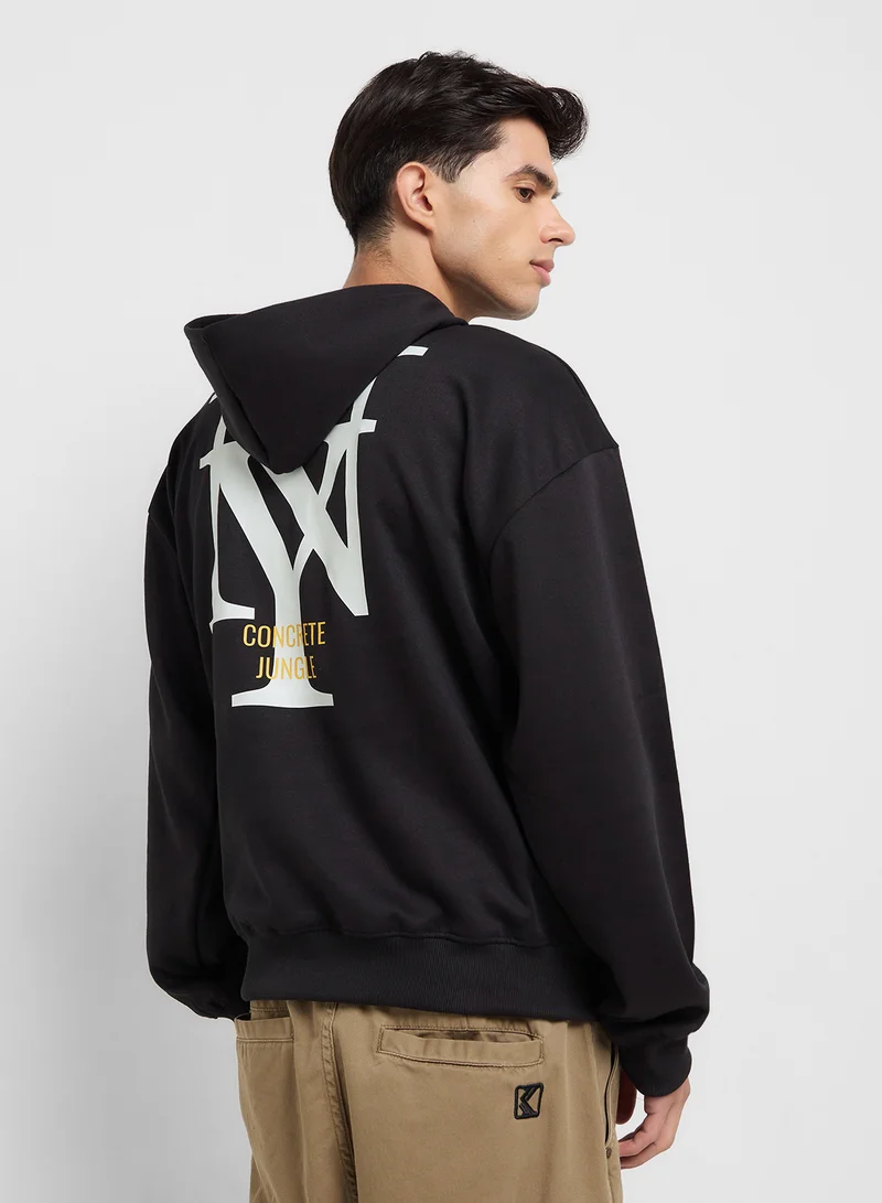 سفنتي فايف Oversized Basic Graphic Hoodie