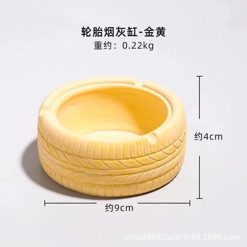 Vintage Tire Shape Ashtray – American Retro Decorative Accent for Home, Bar and Man Cave – Trendy Wheel Design Smoking Accessory
