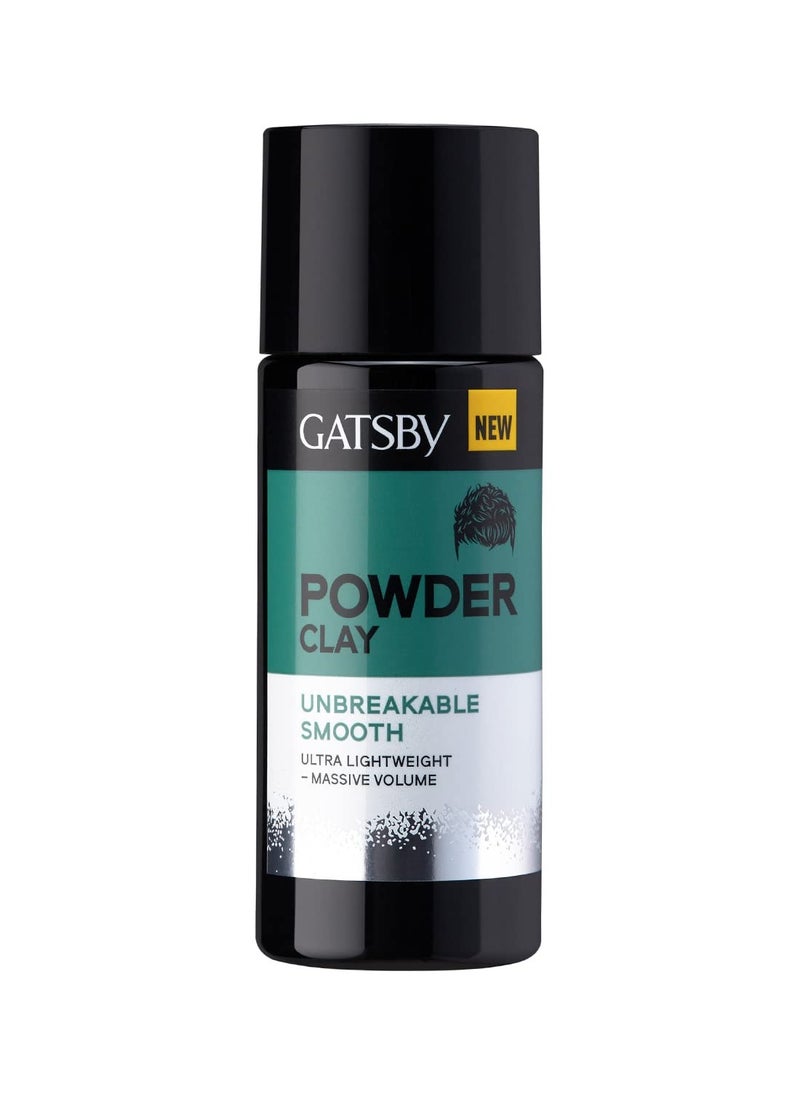 GATSBY Gatsby Powder Clay - Unbreakable Smooth Ultra Light Weight and Massive Volume Matte Finish Powder Hair Wax For Men Super Strong Hold Volumizing Powder Wax For Quick and Easy Hair Styling 20gm  - Image 1