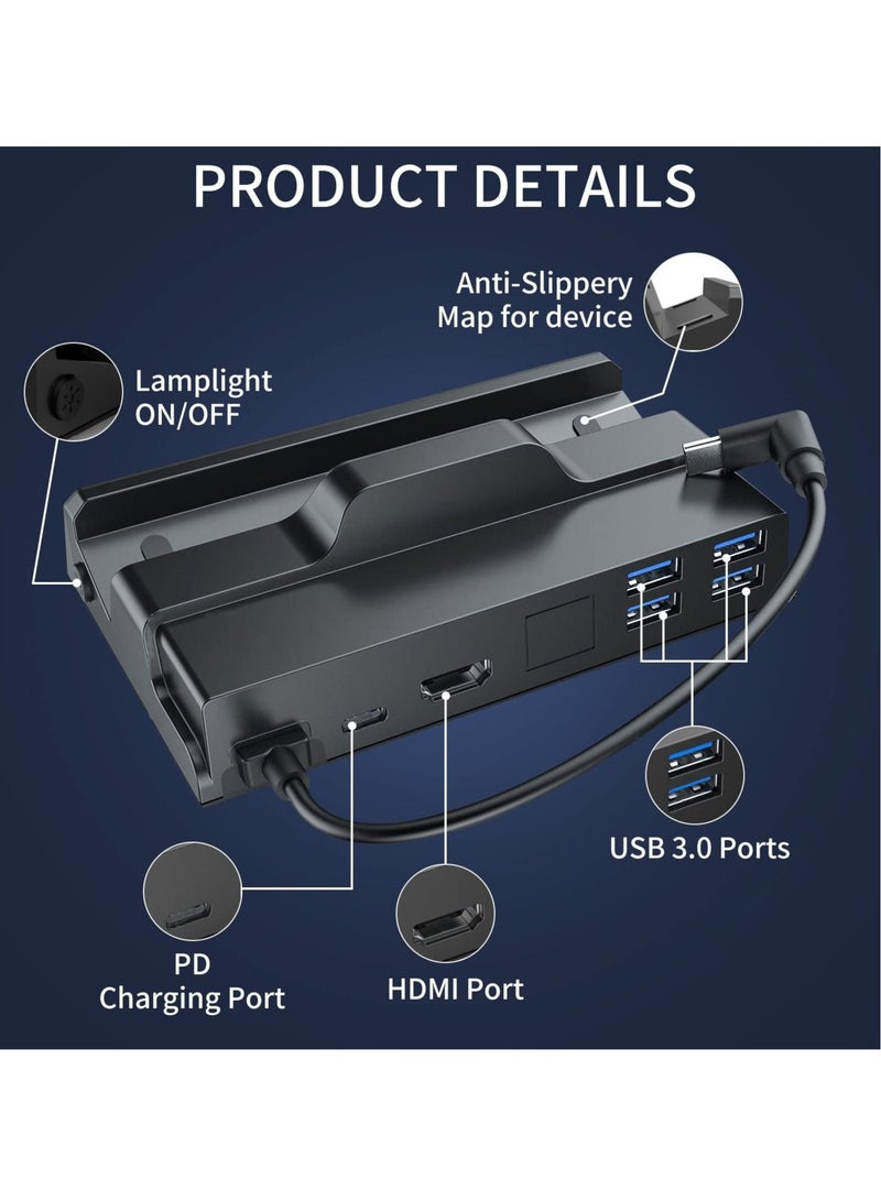 Captaintech 6-in-1 Docking Station for Steam Deck, HDMI 2.0 4K@60Hz, USB-A 3.0, USB-C PD Port for Full Speed Charging - Compatible with Valve Stream Deck Accessories - Image 4