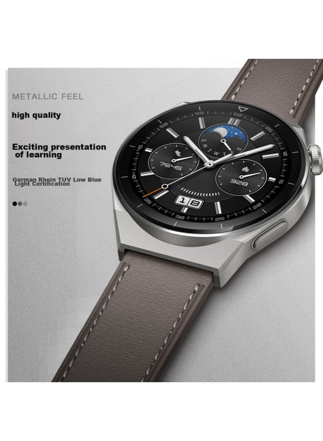 Wei Qiantu Weiqiantu سوار ساعة جلدي متوافق مع Huawei Watch Gt4/gt5/pro/watch4/3pro/gt3pro، سوار رياضي للرجال، قرص 46/48 مم - Image 4