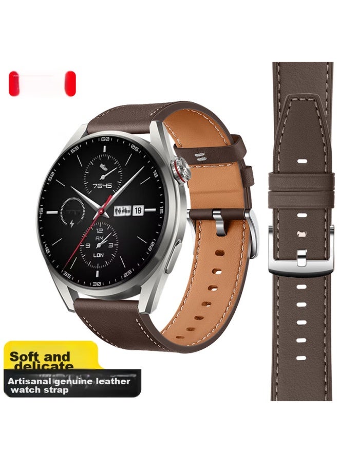Wei Qiantu Weiqiantu سوار ساعة جلدي متوافق مع Huawei Watch Gt4/gt5/pro/watch4/3pro/gt3pro، سوار رياضي للرجال، قرص 46/48 مم - Image 1