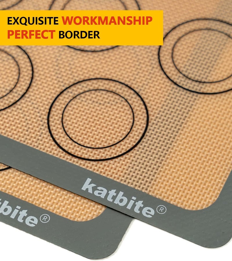 Katbite Macaron Silicone Baking Mats, Silicone Macaroons Baking Mat Set of 2 Half Sheet (11 5/8 x 16 1/2) Reusable & Nonstick Macarons Baking Supplies Silicone Bakeware Mats for Macarons Cookies - Image 5