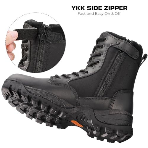 Maelstrom Military Tactical Work Waterproof Boots with Side Zipper, Black, Size 10W - Image 4