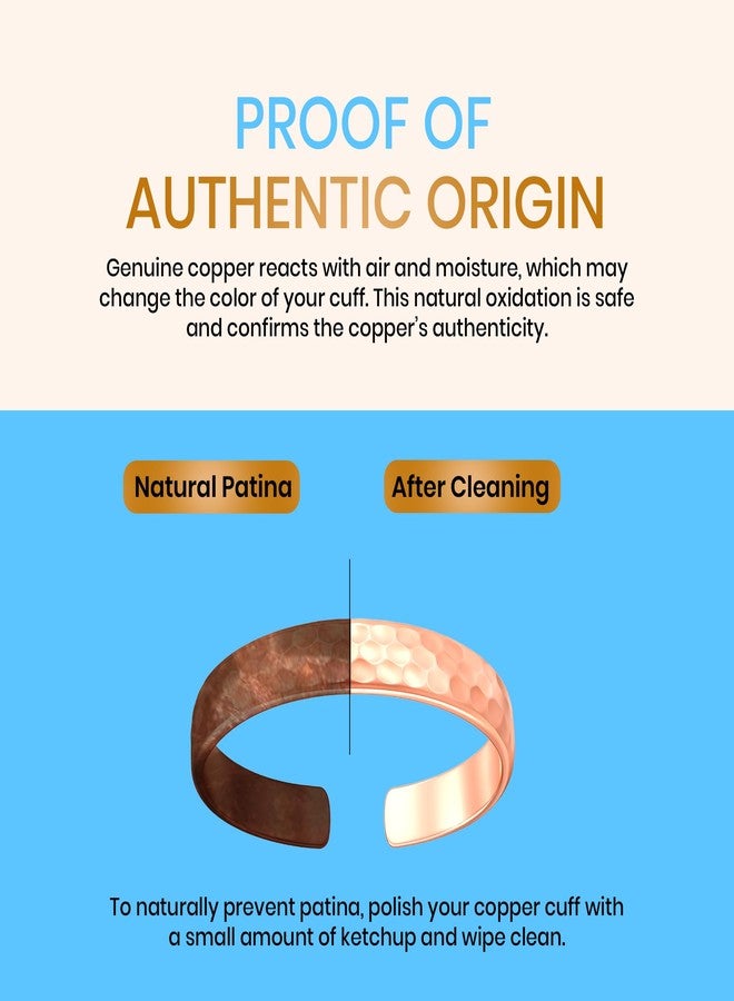 Healing Monk Pure Copper Bracelet for Men & Women - Handmade Uncoated Copper Jewelry Cuff - Adjustable Healing Copper Bracelets for Arthritis - Mens & Womens Copper Cuff Pulsera de Cobre, 6, to 10 - Image 2