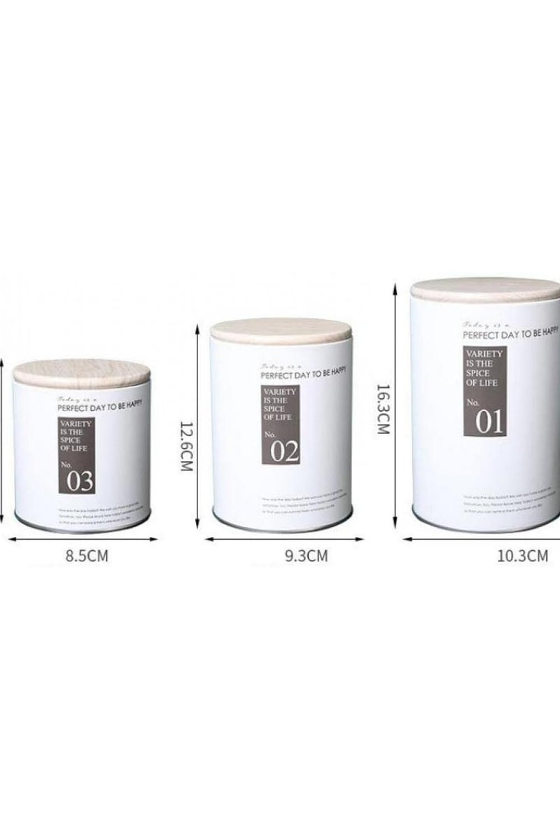 Canister Kit for Kitchen Counter Large Iron 3 Pcs Flour and Sugar Containers include Labels With Airtight Metal Lids for Cereal, Spice, Nuts, Flour, Coffee and Tea - White - Image 2
