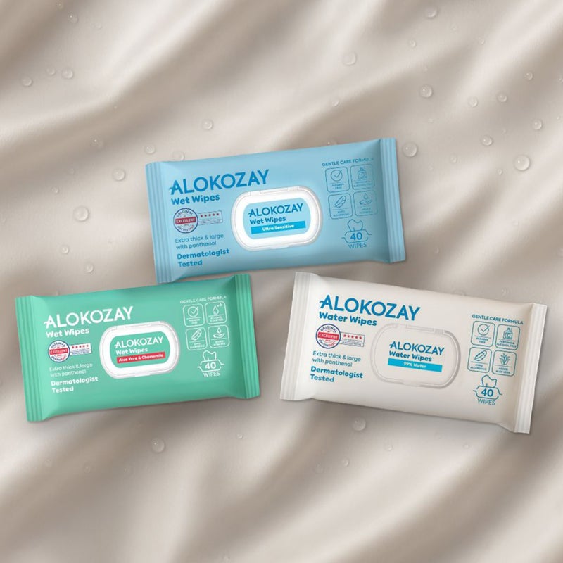Alokozay Baby Wet Wipes Aloe-Vera And  Camomile 6 x 60 Wipes - Image 5