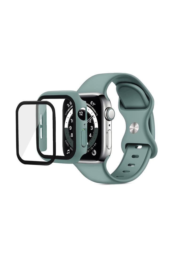Band with Case Compatible with  Apple Watch Series 10 46mm,Adjustable Silicone Sport Wristband Replacement, Strap With Cover Built-in Glass Screen Protector for Apple Watch Series Series 10 46mm