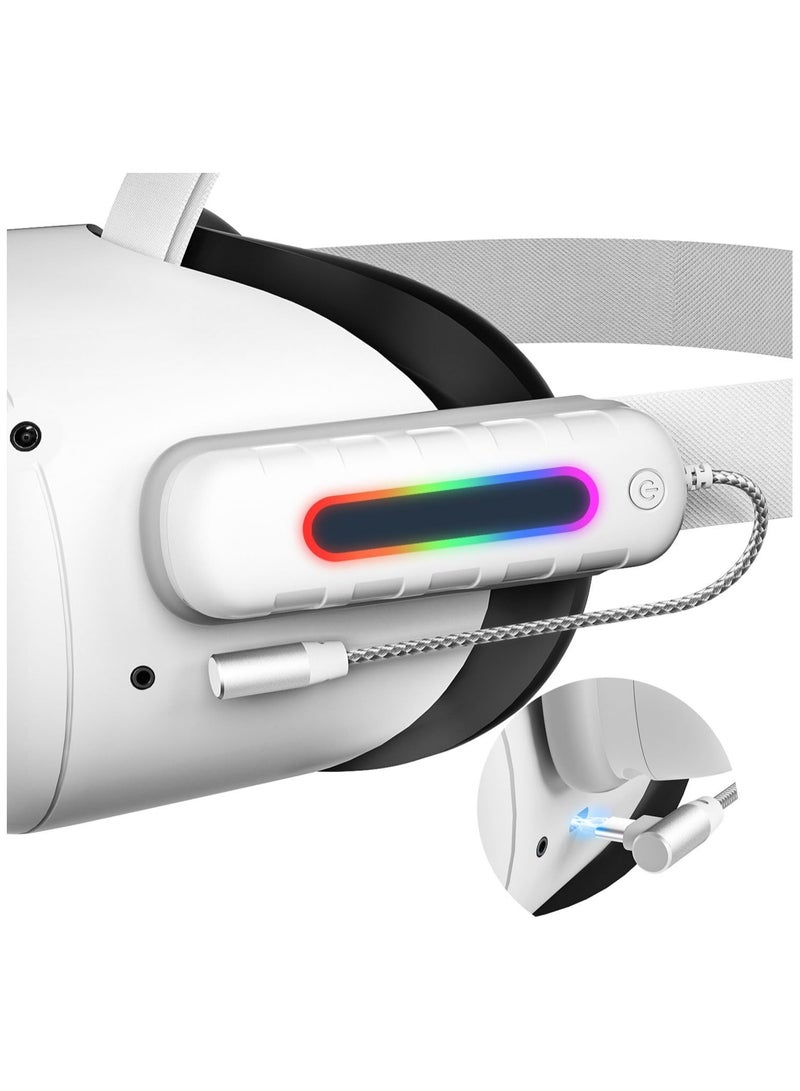 حزمة بطارية لبطارية ميتا كويست 2، 5000 مللي أمبير/ساعة طاقة إضافية مع أضواء RGB متعددة الألوان، خفيفة الوزن ومحمولة للواقع الافتراضي لتزويد الطاقة لوقت لعب إضافي من 2-4 ساعات - Image 1