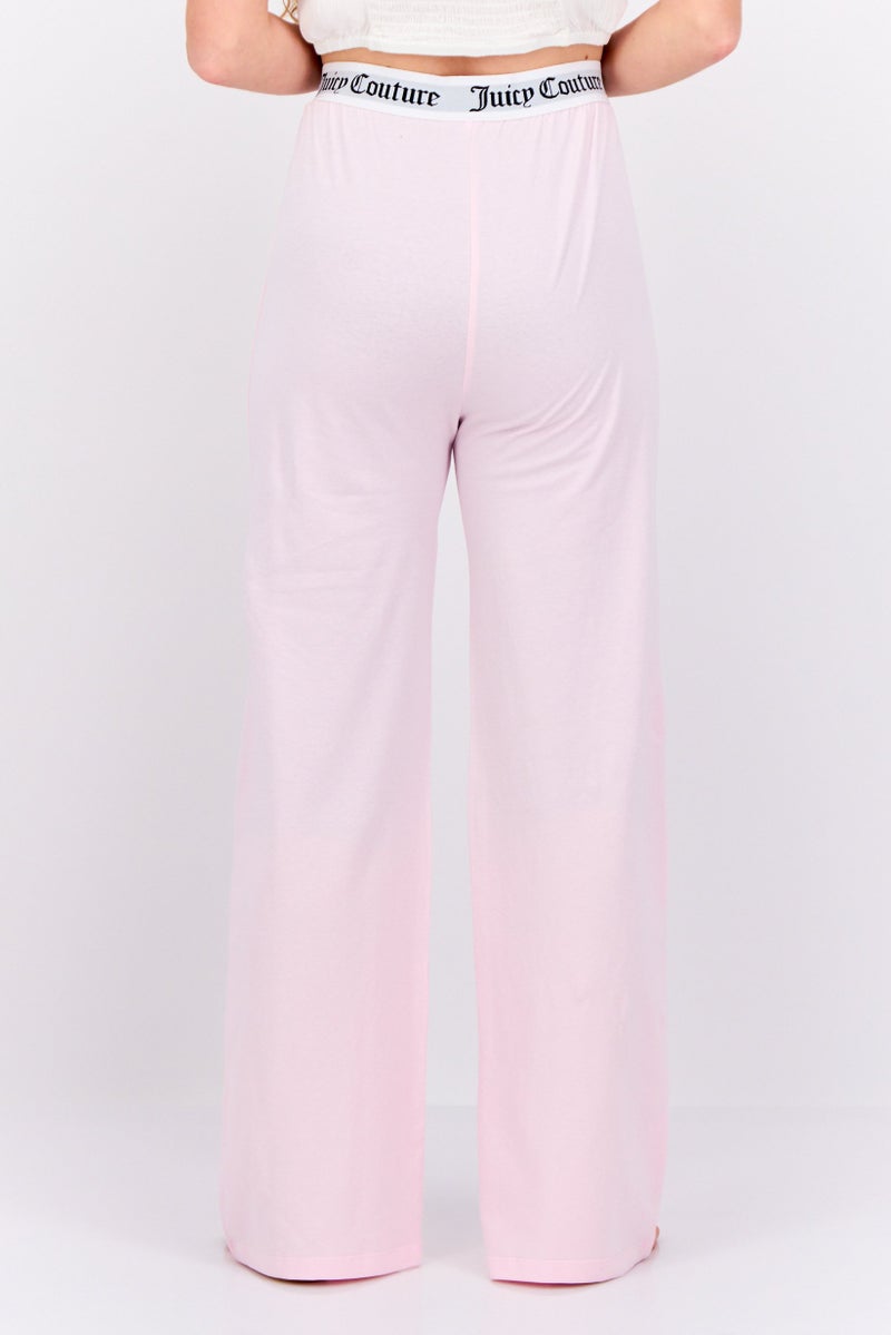 Juicy Couture Women Brand Logo Pull-On Pajama Pants, Pale Pink - Image 3