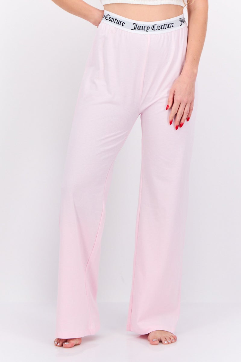 Juicy Couture Women Brand Logo Pull-On Pajama Pants, Pale Pink - Image 1