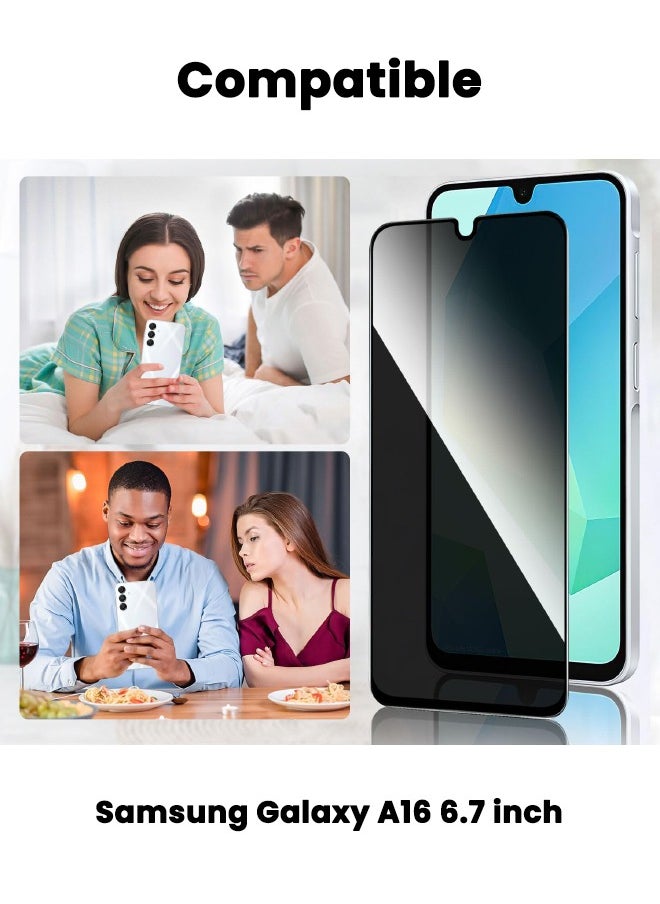 [عبوتان + عبوتان] واقي شاشة للخصوصية Samsung Galaxy A16 مع واقي عدسة الكاميرا، دعم فتح بصمة الإصبع، حساس للمس، واقي شاشة مضاد للخدش بقوة 9H خالٍ من الفقاعات لهاتف Samsung A16 5G/4G 6.7 بوصة