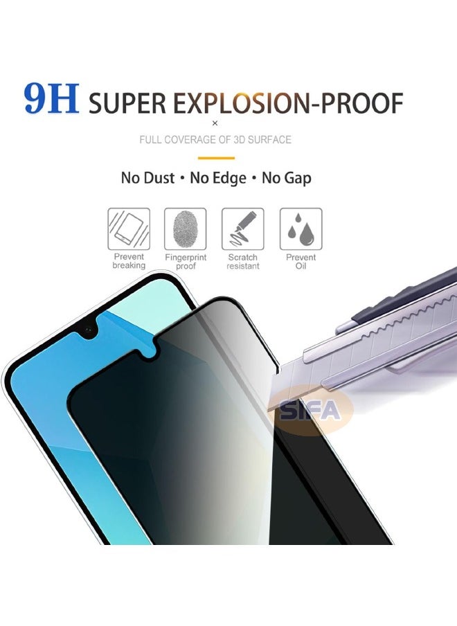 Glass - [2+2 Pack] Samsung Galaxy A16 Privacy Screen Protector with Camera Lens Protector, Fingerprint Unlock Support, Touch Sensitive, Bubble Free 9H Hardness Anti-Scratch Screen Protector for Samsung A16 5G/4G 6.7 inch - Image 1