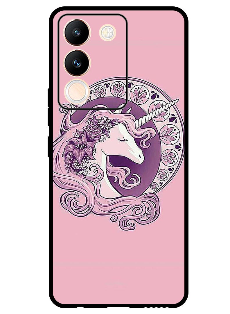 Theodor Protective Case Anti Scratch Shock Proof Bumper Cover For Vivo V29e Pink Unicorn - Image 1