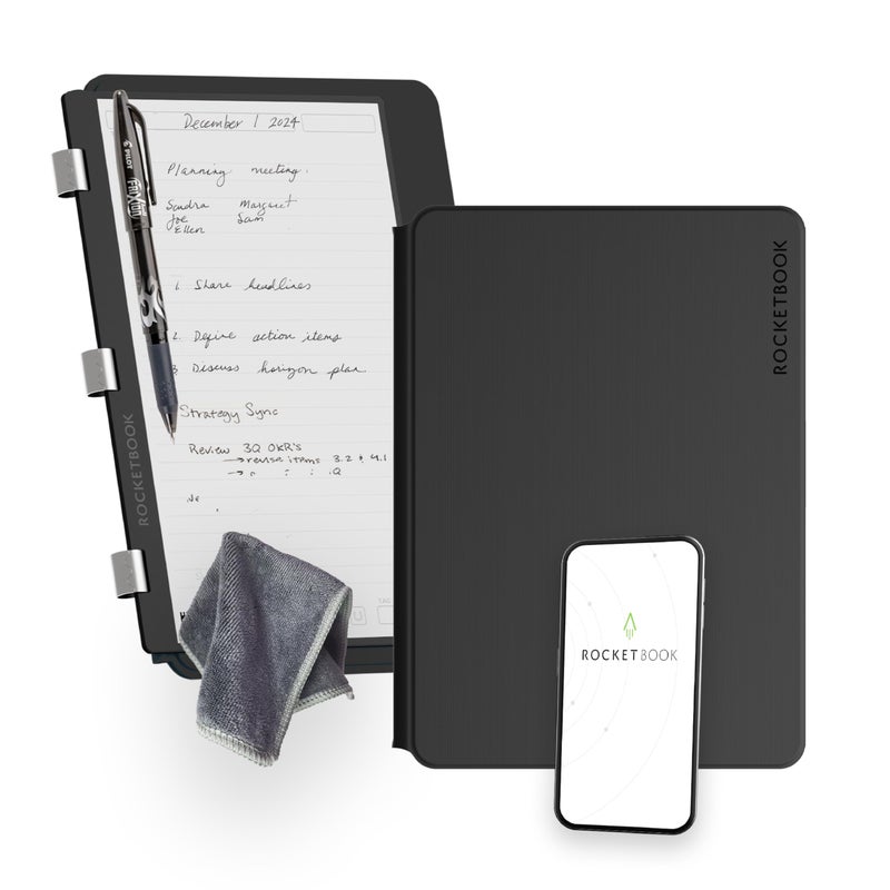 Rocketbook Pro 2.0 Reusable Professional Smart Notebook, Letter Size 8.5x11, Black - Lined & Dot Grid Pages, App-Connected, Erasable, Premium Cover, Ideal for Work Notes and Business Meetings - Image 1