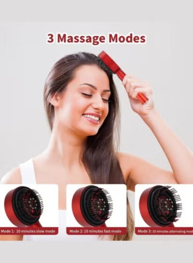 TIGER 2-in-1 Electric Hair & Scalp Massager Comb with Oil Diffuser | 3 Massage Modes | Relaxing Head Massager & Hair Brush for Stress Relief, Blood Circulation & Hair Care – Red - Image 2