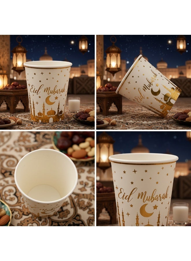 60 قطعة من أكواب رمضان الورقية ذات الجدار المزدوج، أكواب رمضان مبارك الورقية، 9 أونصة، أكواب عيد الفطر للاستخدام مرة واحدة - أكواب للاستخدام مرة واحدة لرمضان والعيد - Image 3