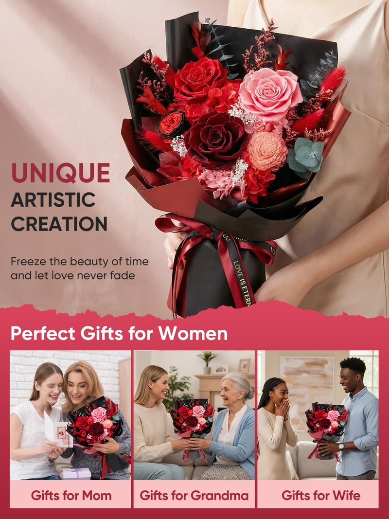 Bessol Flowers for Delivery Preserved Fresh Flower Bouquet Mothers Day Roses Gifts for Mom Birthday Flowers for Women Grandma from Daughter Forever Eternal Rose Gift for Wife Girlfriend Sister - Image 4