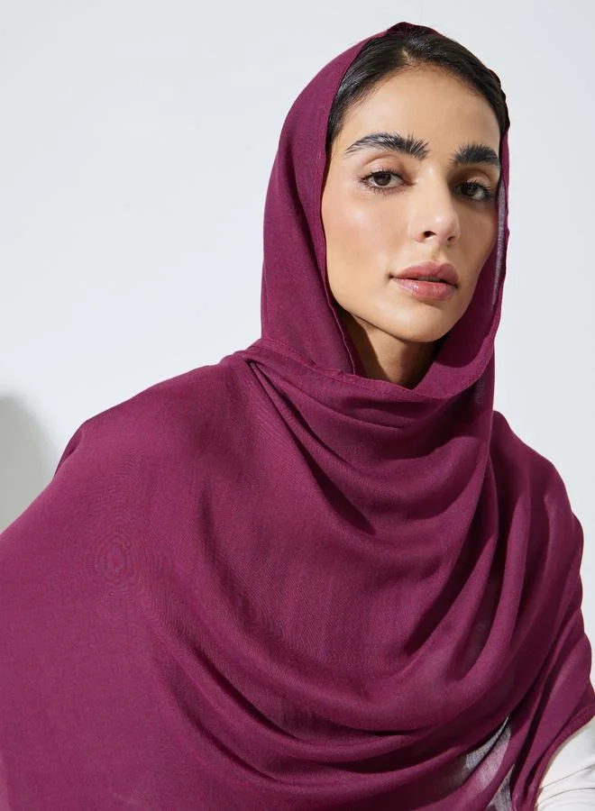 أميرة Burgundy Cotton-Look Plain Hijab
