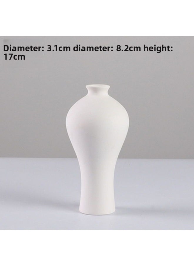 Generic - Ceramic Vase Ceramic Art Fleshy Flower Pot Painted Hand-painted White Embryo Mold Parent-child Children's Graffiti Vase-Color:28h Plum Vase + 1 Set Of Paint Painting Tools - Image 1