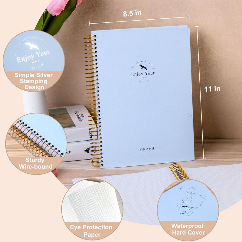 FLYING EAGLE 8.5 x 11 Large Graph Notebook Journal Spiral Graph Grid Notebook 210 Pages Hardcover Notebooks Engineering Paper Notebook Graphing Notebook for Men Women, Blue - Image 3