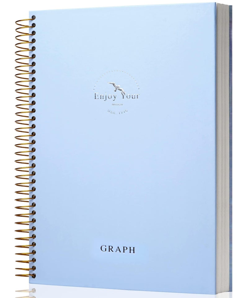 FLYING EAGLE 8.5 x 11 Large Graph Notebook Journal Spiral Graph Grid Notebook 210 Pages Hardcover Notebooks Engineering Paper Notebook Graphing Notebook for Men Women, Blue - Image 1